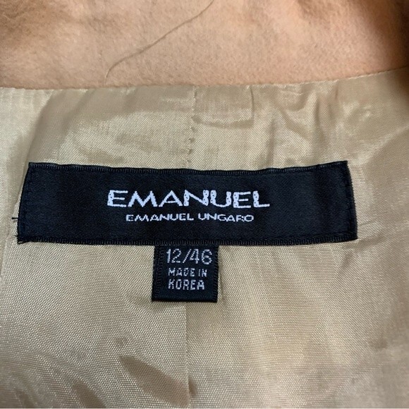 Emanuel Ungaro Beige Tan Wool Angora Cashmere Coat Blazer Size L - Picture 2 of 3